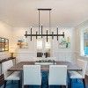 LLHZSY Linear Pendant Chandelier 56 7/10" Wide Modern 8-Lights Candlestick Fixture for Dining Room House Kitchen Island -Black+Gold/Black/Gold - 4 of 4