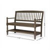 SKRAN Indoor/Outdoor Acacia Wood Bench with Shelf, 2-Person Slatted Patio Farmhouse Wooden Stool for Use in Yard, Garden, Porch, or Park, Grey - 3 of 4