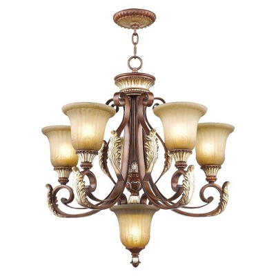 Villa Verona 5-Light Chandelier in Bronze with Aged Gold Leaf Accents