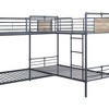 119"Quadruple Twin Bunk Bed Cordelia Loft and Bunk Bed Sandy Black, Dark Bronze Hand-Brushed Finish - Acme Furniture: Metal Frame - 2 of 4