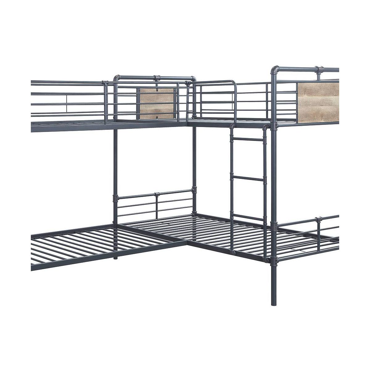 119"Quadruple Twin Bunk Bed Cordelia Loft and Bunk Bed Sandy Black, Dark Bronze Hand-Brushed Finish - Acme Furniture: Metal Frame - thumbnail 2