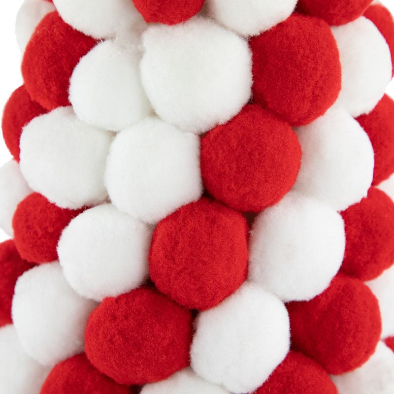 Northlight 15" Red and White Candy Cane Pom Pom Christmas Tree Table Decoration, 5 of 6