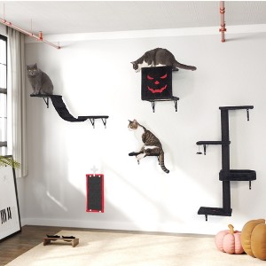 Sevobal Pet Tower 5 PCS Gothic Wall Mounted Cat Furniture, Luxury Cat Wall Furniture Set, Cat Climber, Cat Bridge, Multicolored, 11.8"*7.9"*36.6" - 1 of 4