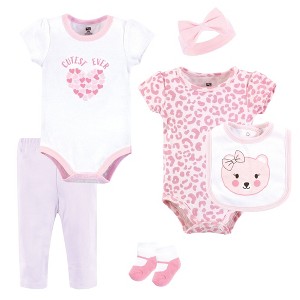Hudson Baby Infant Girl Cotton Layette Set, Cutie Bear - 1 of 4