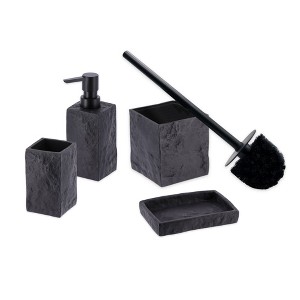 Evideco French Home Goods Stone Collection Bathroom Accessory Set – 4 Pieces Includes Soap Dispenser, Tumbler, Soap Dish, and Toilet Brush Holder - 1 of 4