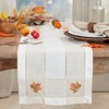 Saro Lifestyle Embroidered Table Runner With Leaf Hemstitch Design, 15"x70", Off-White - image 2 of 2