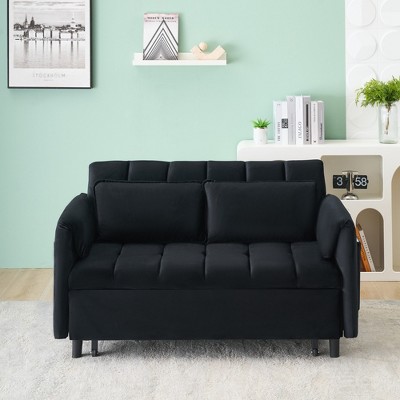 GlasFlength Sofas Contemporary Sofa with Cushioned Support and Clean Lines for Modern Living Spaces, Black,53”*35.5”*30"