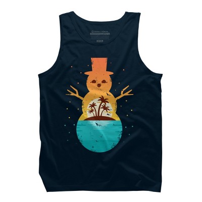 Men's Design By Humans Christmas in July Snowman Sunset By destiny29 Tank Top