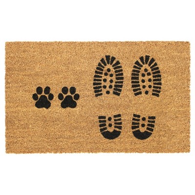 Tufted Paw and Shoe Print Doormat Natural/Black - Raj