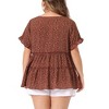 Agnes Orinda Women's Plus Size Boho Ditsy Floral V Neck Ruffle Tiered Pleated Babydoll Blouses - 4 of 4