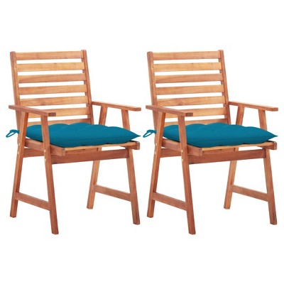 vidaXL Patio Dining Chairs 2 pcs with Cushions Solid Acacia Wood
