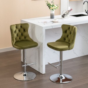 NicBex Dining Chairs Set of 2 Bar stool Upholstered Chair Swivel Velvet Adjusatble Seat with Backs Tufted for Home Pub and Kitchen - 1 of 4