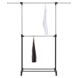 Adjustable Double Rod Garment Rack Black - Room Essentials™: Steel Frame, Fixed Hanging Rod, 55lb Capacity, Clothing Rack - 1 of 4