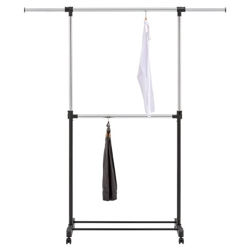 Simple Houseware Double Rod Portable Clothing Hanging Garment Rack