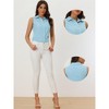 Allegra K Women's Sleeveless Lapel V Neck Button Down Chambray Shirt - 2 of 4