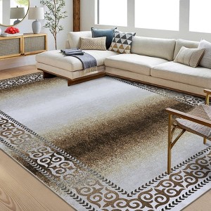 8x10 Washable Rug Non Slip Rugs for Living Room Bedroom Low Pile Foldable Thin Carpet Indoor Soft Non-Shedding - 1 of 4