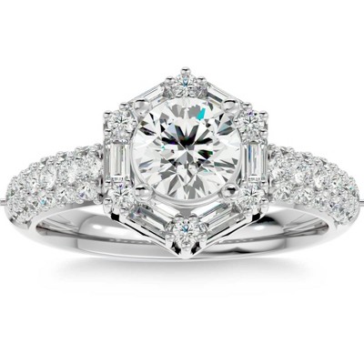 Pompeii3 1 1/2Ct Diamond & Moissanite Accent Engagement Ring in 10k Gold