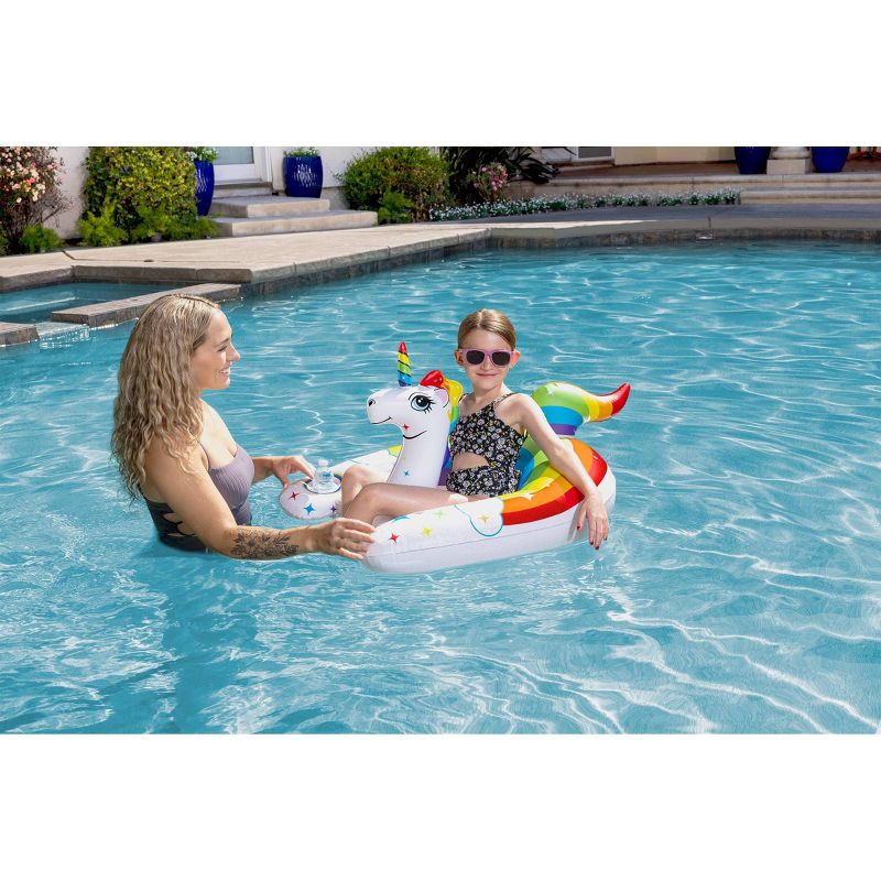 Poolmaster Rainbow Unicorn Inflatable Swimming Pool Float, 2 of 14