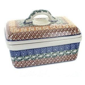 Blue Rose Polish Pottery 10 Ceramika Butter Tub - 1 of 3