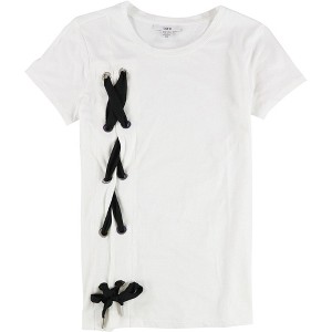 bar III Womens Lace Up Basic T-Shirt - 1 of 2