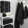 BRINJOY Luxury 4-Piece Bath Towel Set, 600 GSM 100% Cotton Hammam Bath Towels, 27x54 Inch Oversized Bathroom Shower Towels, Black - 2 of 4
