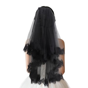Unique Bargains Comb Wedding Veil Black 1 Pc - 1 of 4