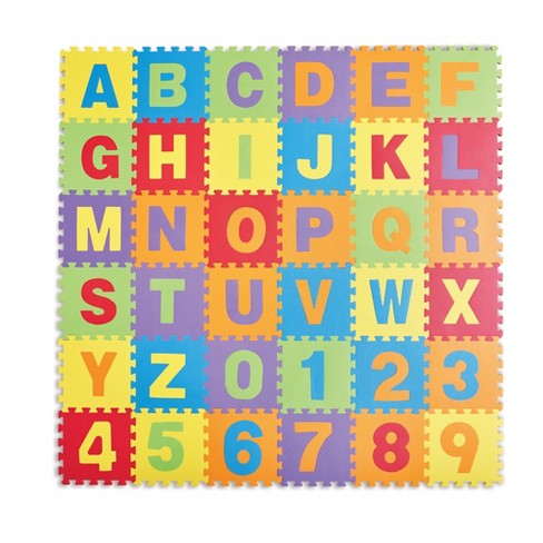 Babyjoy Kids Foam Interlocking Puzzle Play Mat w/Alphabet & Numbers  72-Piece Set