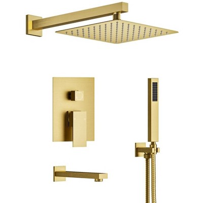 YAWWALK 10 in Rain Shower Head Tub and Shower Faucet (Valve Included)