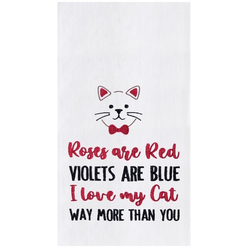 C&F Home Valentine's Day "I Love My Cat" Whiskers Embroidered Flour Sack Kitchen Dishtowel - image 1 of 4