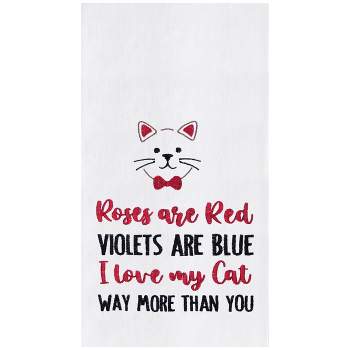 C&F Home I Love My Cat Valentine's Day Embroidered Cotton Flour Sack Kitchen Towel