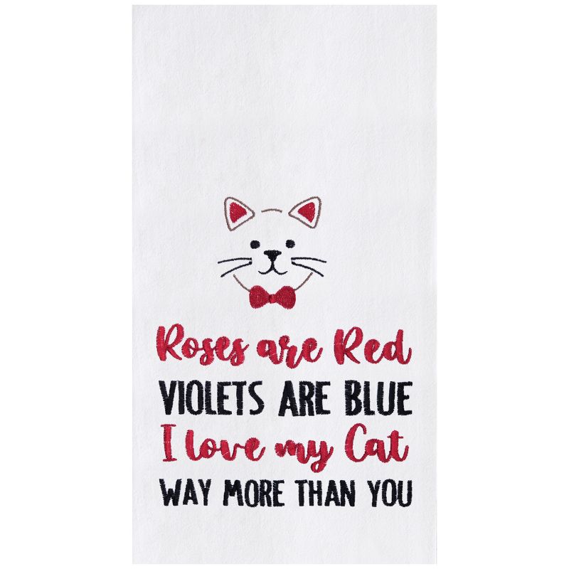 C&F Home I Love My Cat Valentine's Day Embroidered Cotton Flour Sack Kitchen Towel, 1 of 7