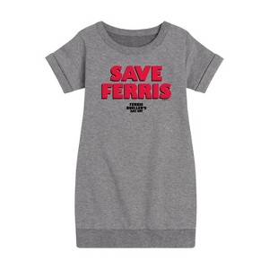 - Ferris Bueller's Day Off - Save Ferris Graphic Short Sleeve Fleece Dress - 1 of 4