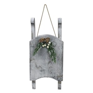 Northlight Distressed Finish Christmas Sled Wall Hanging - 15" - Grey - 1 of 4