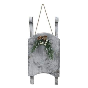 Northlight 15" Grey Distressed Finish Christmas Sled Wall Hanging