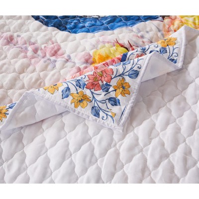 Huntington Blue King Microfiber Reversible Quilt Set
