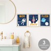 Big Dot of Happiness Blast Off to Outer Space - Unframed Wash, Brush, Flush - Rocket Ship Bathroom Wall Art - 8 x 10 inches - Set of 3 Prints - 2 of 4