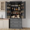 Kitchen Pantry Cabinet with 3 Adjustable Shelves, 8 Door Racks, 3 Drawers, Freestanding Tall Storage Cupboard for Kitchen or Dining Room-The Pop Home - 3 of 4
