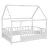 Grungis Full Size Floor Bed with House Roof Frame and Fence,Modern Toddler Bed with Guardrails,Montessori Bed for Bedroom - 4 of 4
