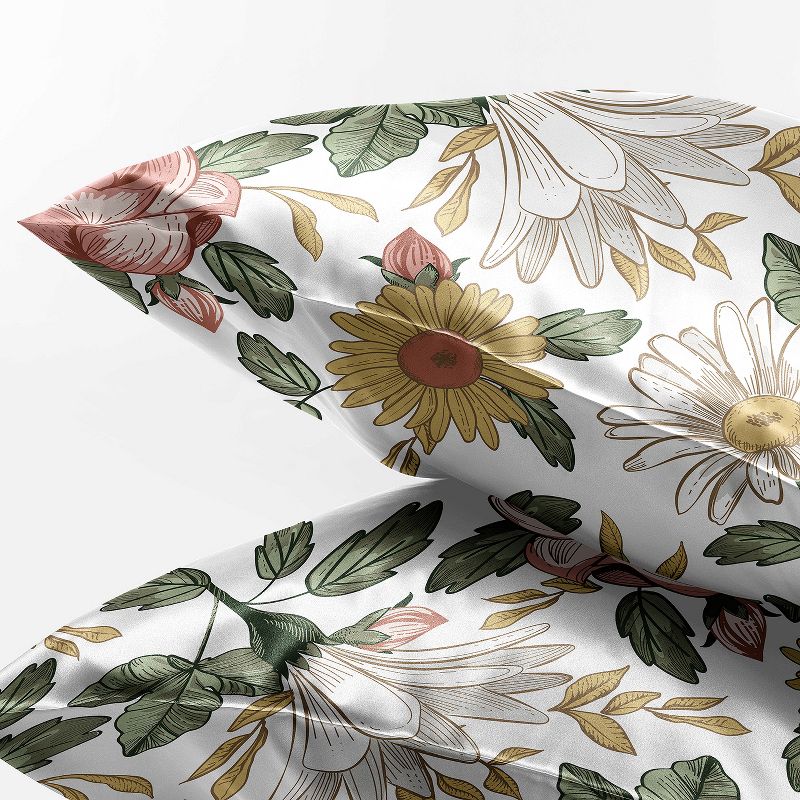 Sweet Jojo Designs Decorative Satin Pillowcases Vintage Floral Pink Green 2pc, 3 of 7