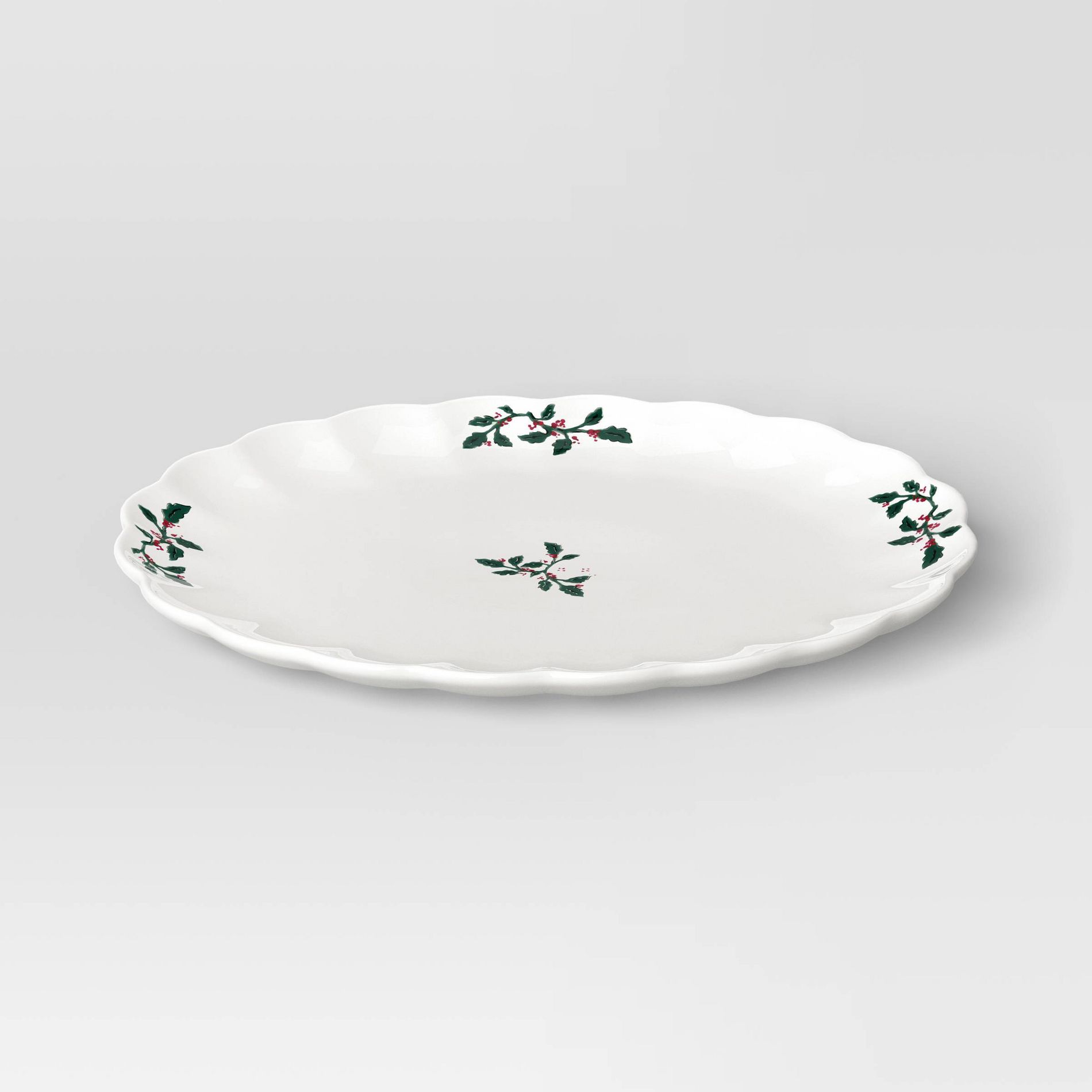 Medium Scallop Holly Berry Serving Platter - Threshold™