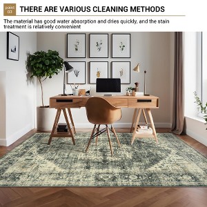 Washable Living Room Area Rug Large Vintage Printed Accent Carpet Non Shedding Oriental Distressed Floor Cover Foldable Indoor Mat - 1 of 4
