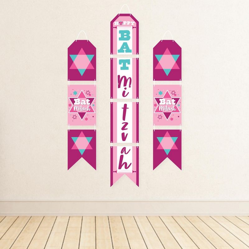 Big Dot of Happiness Pink Bat Mitzvah - Hanging Vertical Paper Door Banners - Girl Party Wall Decoration Kit - Indoor Door Decor, 3 of 8