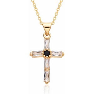 Clotth Cross Necklace for Women | Cubic Zirconia Dainty Cross Pendant Necklace | Stylish Minimalist Design Charm Choker for Birthday Anniversary - 1 of 4