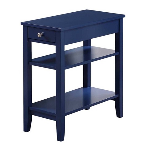 American Heritage 3 Tier End Table with Drawer Cobalt Blue Breighton Home Storage Display Shelves