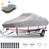 Heavy Duty 420D Silver-Coated Oxford Cloth Boat Cover - Waterproof Sun-Proof, Trailerable for Bass/V-Hull/Tri-Hull/Fish & Ski Boats - 4 of 4