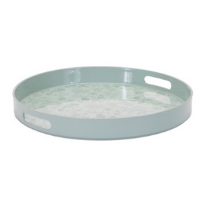 Round Mushroom and Floral Print Tray 13.5"D - 1 of 2