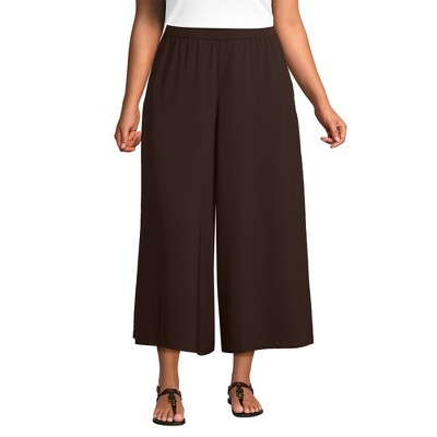 Lands' End Women's Creaseless High Rise Palazzo Crop Pants
