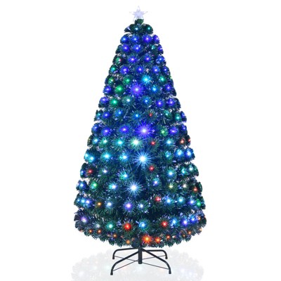 7ft Pre-Lit Fiber Optic Artificial Christmas Tree,  Xmas Tree with Colorful 285 LED Lights and 280 Branch Tips