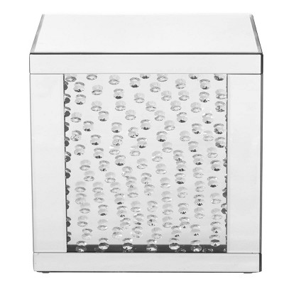 Elegant Lighting 21 inch mirrored two drawers end table in black