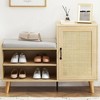 2-in-1 Shoe Storage Bench – 5-Tier Organizer with Rattan Doors & Cushioned Seat – Entryway Solution w/ Easy Assembly (41.34"L) - 3 of 4